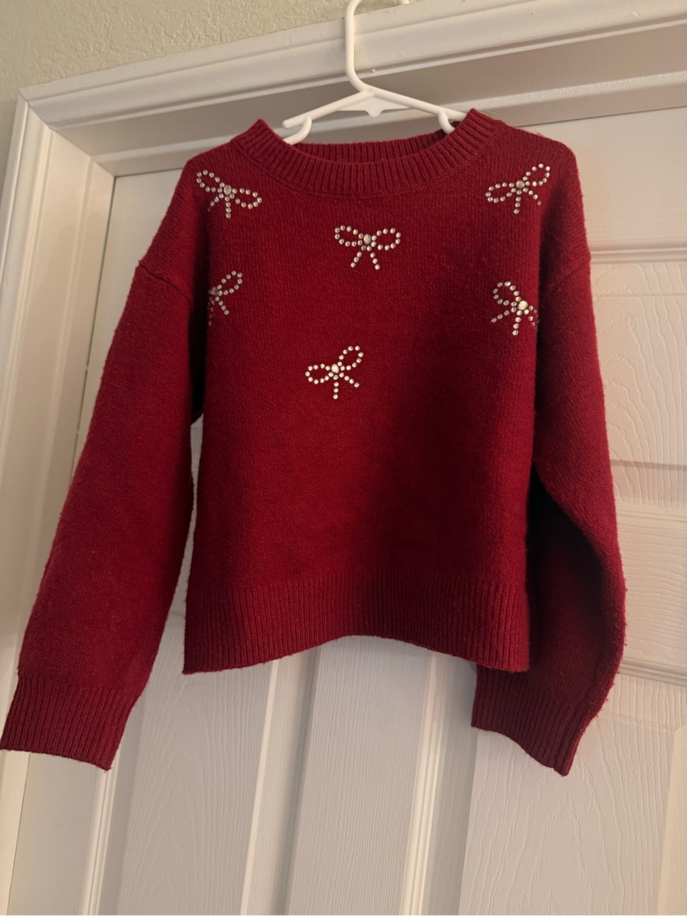Cat & Jack Ruby Red Bow-Embellished Knit Sweater